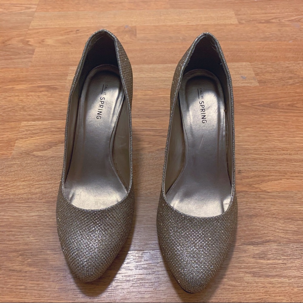 Call it Spring gold glitter low heels